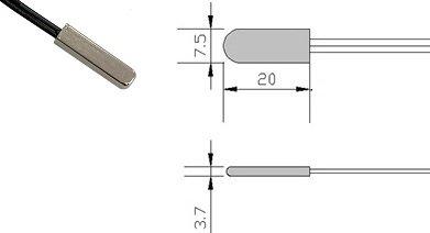 Rectangular Stainless Steel Flat Surface NTC Thermistor Temperature Probe